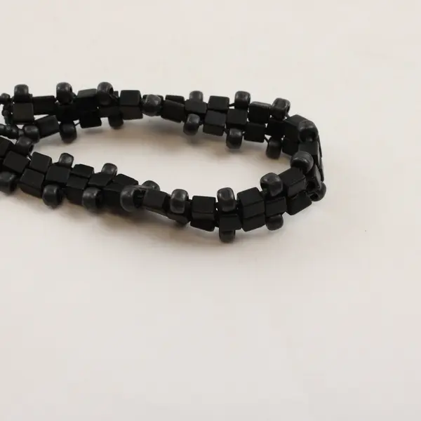 Black Beaded Boho Celestial Moon Button Clasp Bracelet