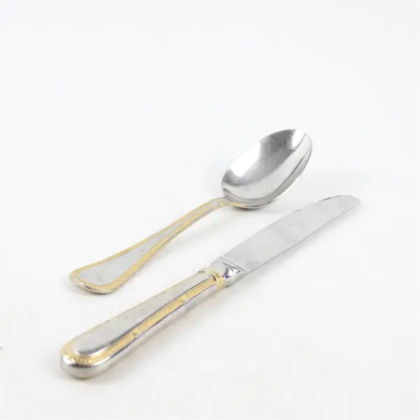 Set of 2 Yamazaki Allegra Dining Knife and Spoon Stainless Steel Gold Accent