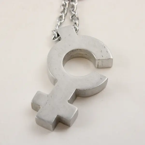Silver-Tone Interlocking Venus Symbol Barrel Clasp Necklace 20"
