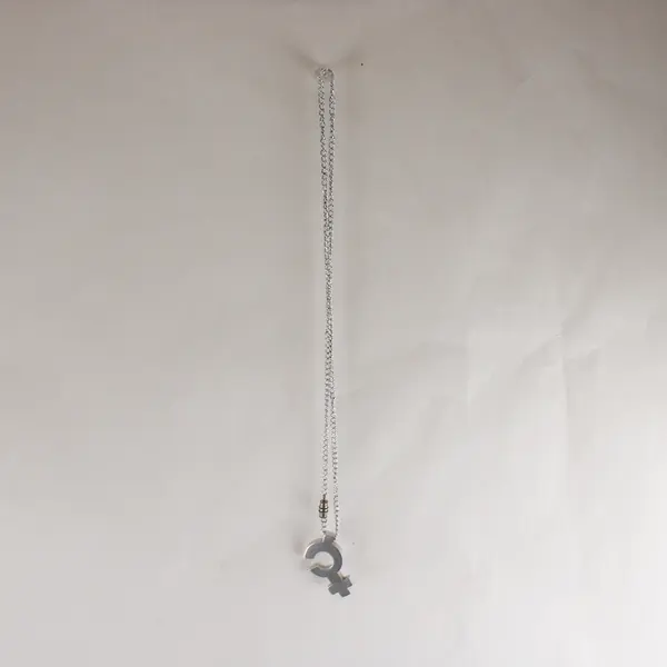 Silver-Tone Interlocking Venus Symbol Barrel Clasp Necklace 20"
