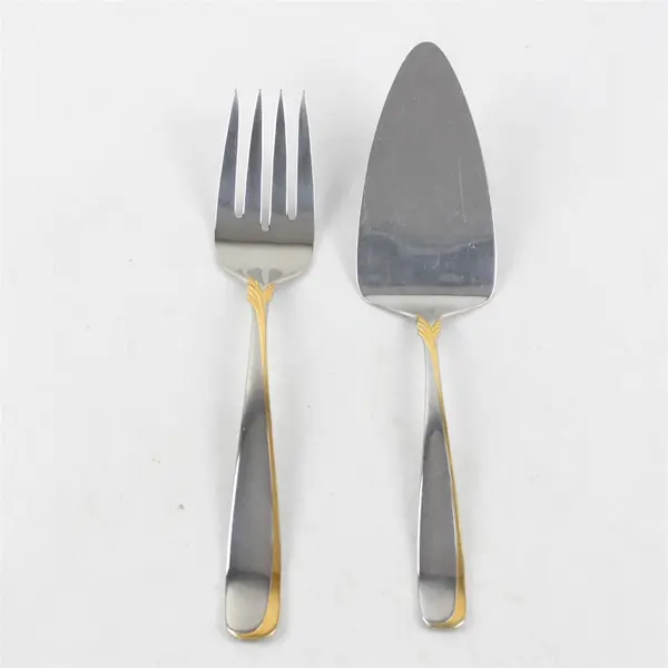 Yamazaki/Patrick Serving Fork & Pie Server Stainless Steel Affair Gold Accent 