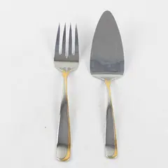 Yamazaki/Patrick Serving Fork & Pie Server Stainless Steel Affair Gold Accent 