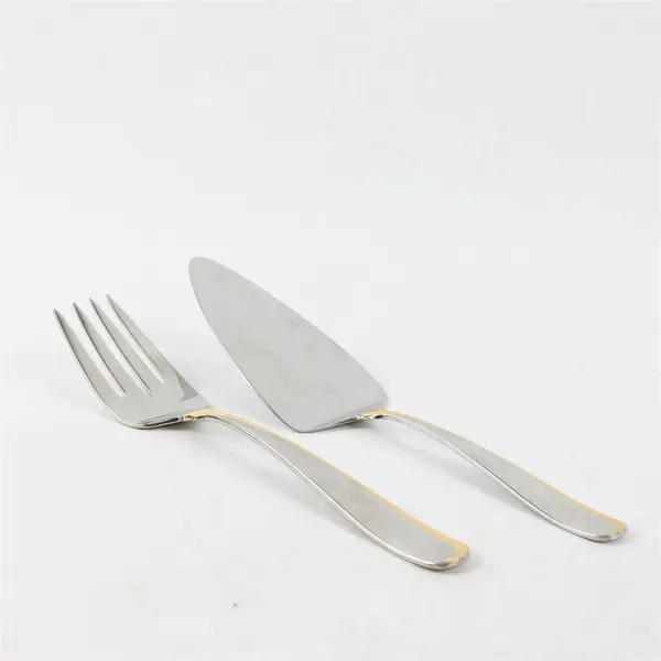 Yamazaki/Patrick Serving Fork & Pie Server Stainless Steel Affair Gold Accent 