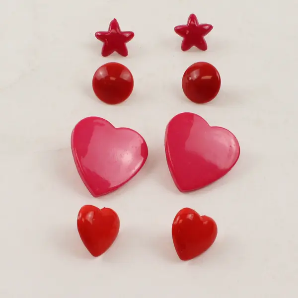 Lot of 4 Pairs Red and Pink Vintage Retro Plastic Stud  Earrings FLAWED