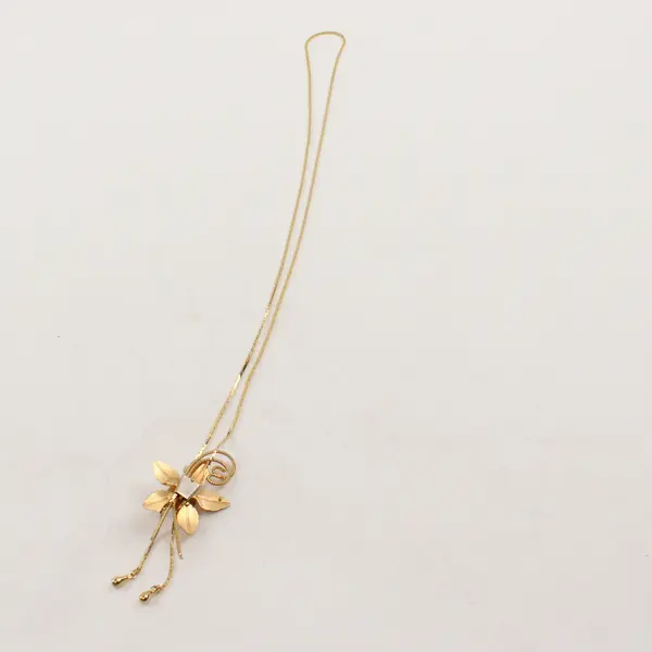 Vintage Gold-Tone Rose Lariat Slide Bolo Necklace 15"
