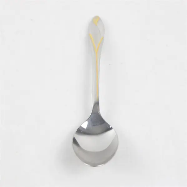 Yamazaki Iris Gold Accent Stainless Steel Silverware Vintage Soup Spoon