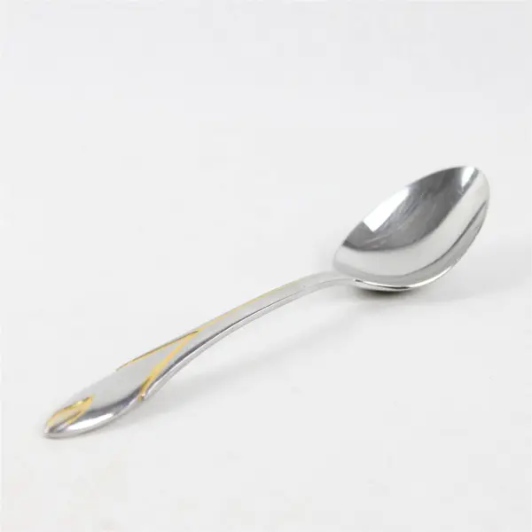Yamazaki Iris Gold Accent Stainless Steel Silverware Vintage Soup Spoon