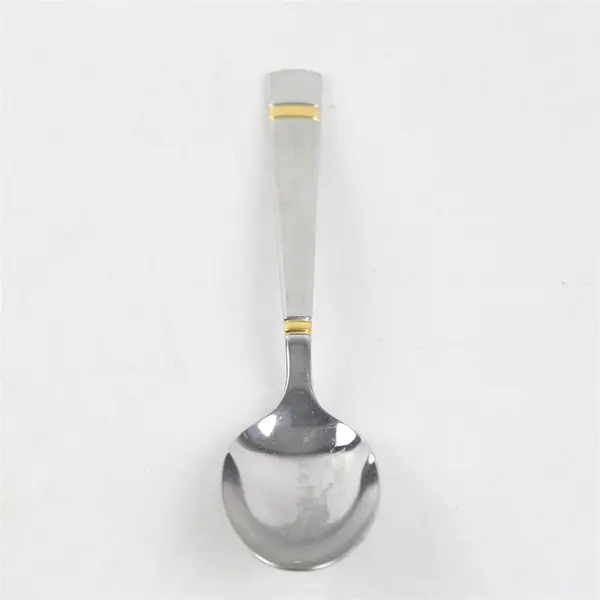 Yamazaki Chelsea Gold Accent Stainless Steel Silverware Vintage Soup Spoon