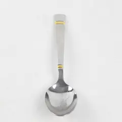 Yamazaki Chelsea Gold Accent Stainless Steel Silverware Vintage Soup Spoon
