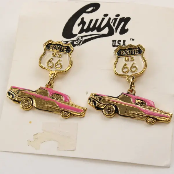 Cruisin USA Retro Car Route 66 Dangle Earrings