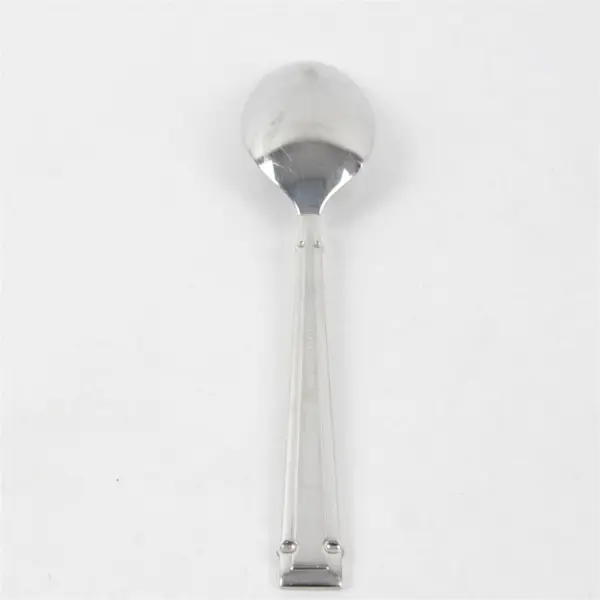 Yamazaki Cartouche Gold Accent Stainless Steel Silverware Vintage Soup Spoon