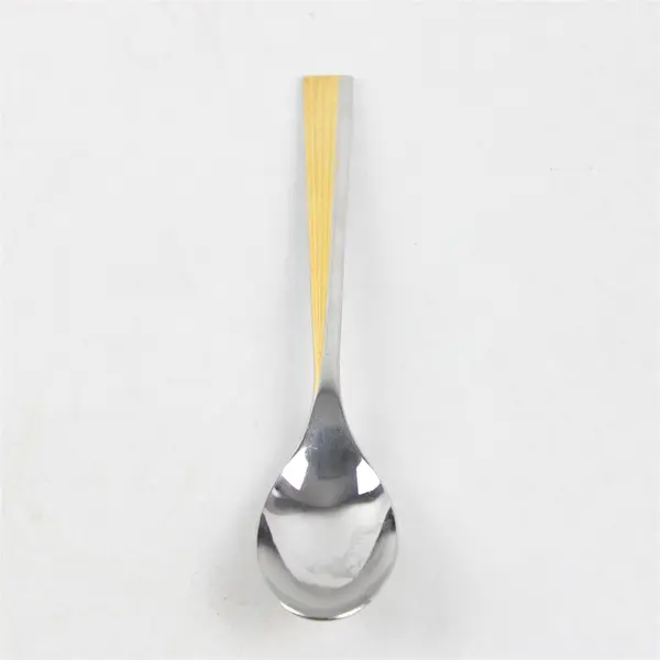 Yamazaki Linear Gold Accent Stainless Steel Silverware Vintage Soup Spoon