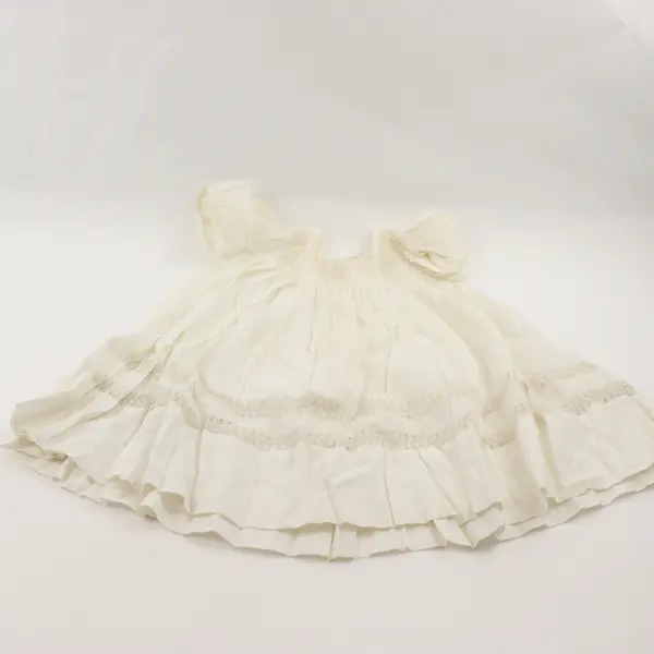 Vintage Sheer Off-White Baby Christening Gown Crochet Details FLAWED
