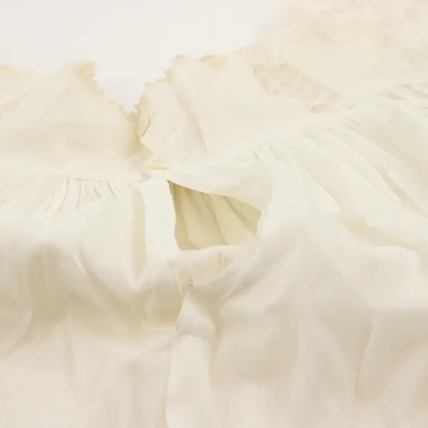 Vintage Sheer Off-White Baby Christening Gown Crochet Details FLAWED
