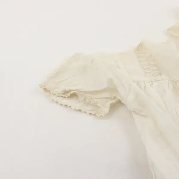 Vintage Sheer Off-White Baby Christening Gown Crochet Details FLAWED