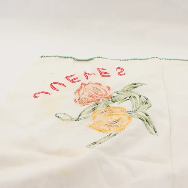 Vintage Jueves Fruit Embroidered Tea Towel FLAWED