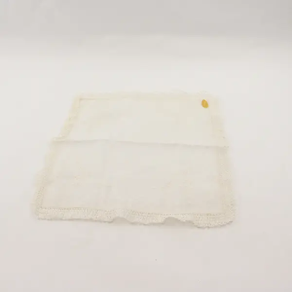 Vintage Off-White Embroidered Lace Cutwork Cotton Handkerchief