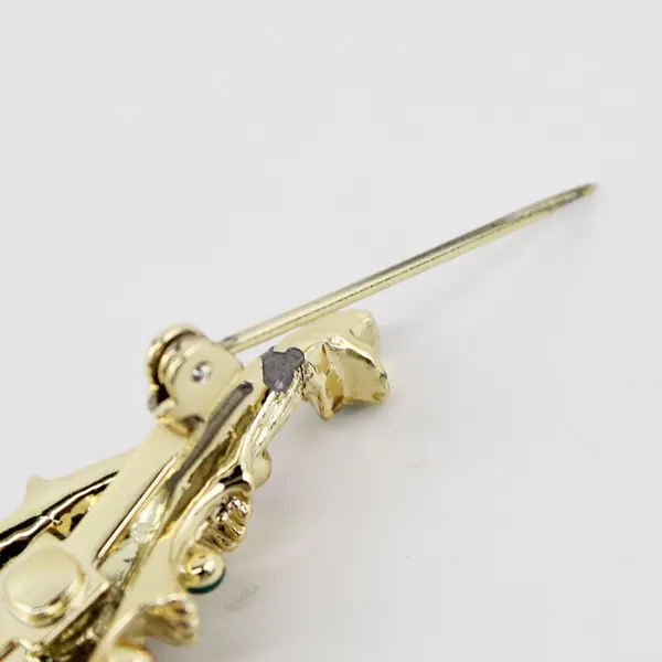 Gerry’s Christmas Tree Brooch Pin Gold Color Enamel  Red and Green Balls