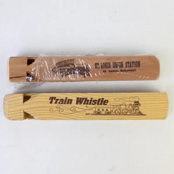 Lot of 2 Train Whistles  St. Louis Station Cedar Wood  and USA Train Whistle