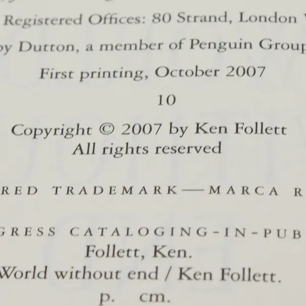 World Without End by Ken Follett Kingsbridge Series 2007 1st Printing HC DJ Good