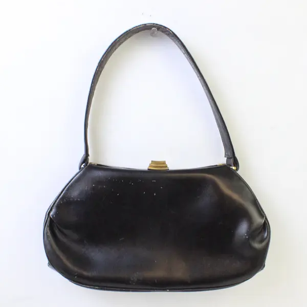 VTG Dofan Made in France 1950's Black Leather/Red Interior Small Purse