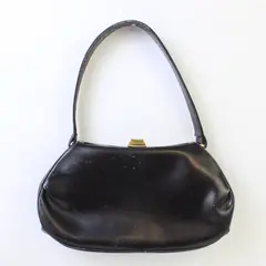 VTG Dofan Made in France 1950's Black Leather/Red Interior Small Purse