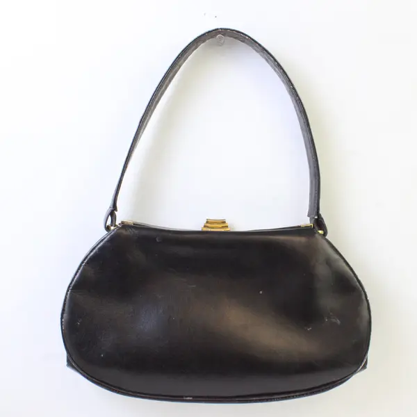 VTG Dofan Made in France 1950's Black Leather/Red Interior Small Purse