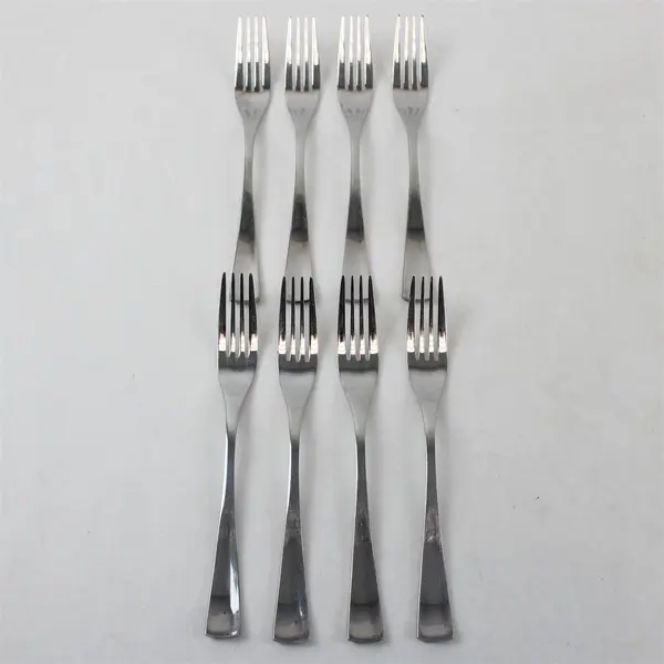 Lot of 8 Sasaki Flatware Equinox Pattern 18/0 Stainless Salad Fork 7.75" Long 