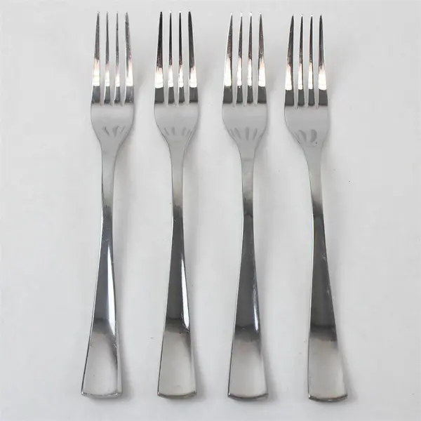Lot of 4 Sasaki Flatware Equinox Pattern 18/0 Stainless Dinner Forks 8.25" Long 