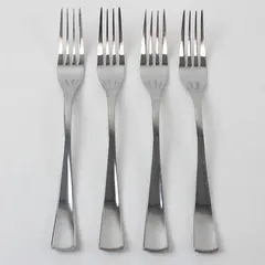 Lot of 4 Sasaki Flatware Equinox Pattern 18/0 Stainless Dinner Forks 8.25" Long 