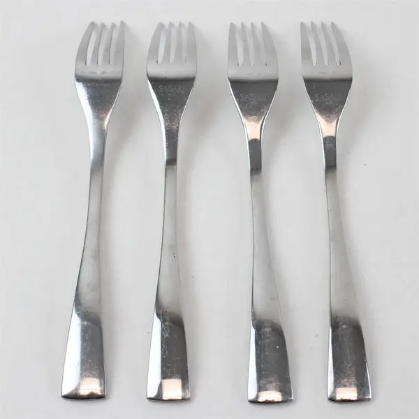 Lot of 4 Sasaki Flatware Equinox Pattern 18/0 Stainless Dinner Forks 8.25" Long 