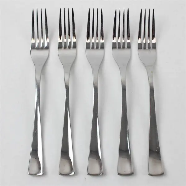 Lot of 5 Sasaki Flatware Equinox Pattern 18/0 Stainless Dinner Forks 8.25" Long 