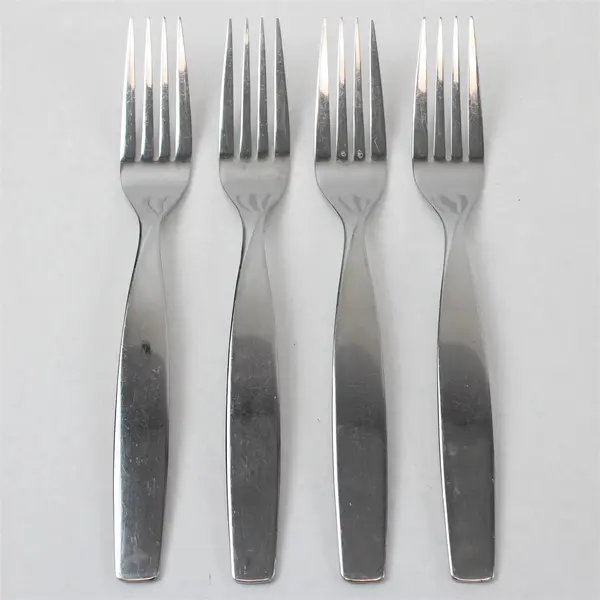Lot of 4 Sasaki Flatware Axis Pattern 18/0 Stainless Dinner Forks 8.25" Long 