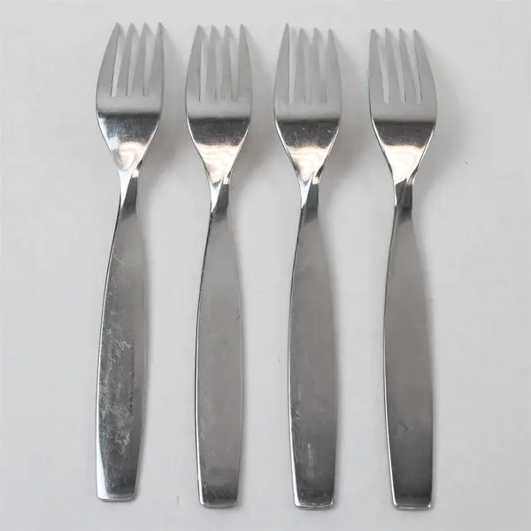 Lot of 4 Sasaki Flatware Axis Pattern 18/0 Stainless Dinner Forks 8.25" Long 
