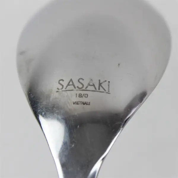 Lot of 6 Sasaki Flatware Axis Pattern 18/0 SS Oval Soup Spoons 7.75" Long Good