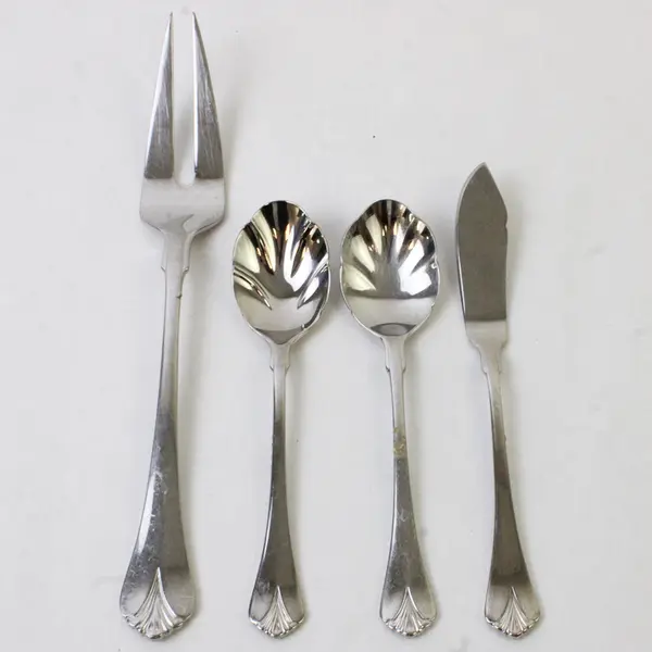 Lot of 4 Yamazaki Cara Stainless Steel Flatware Sugar Shell Spoon Fork Knife
