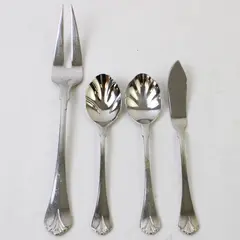 Lot of 4 Yamazaki Cara Stainless Steel Flatware Sugar Shell Spoon Fork Knife