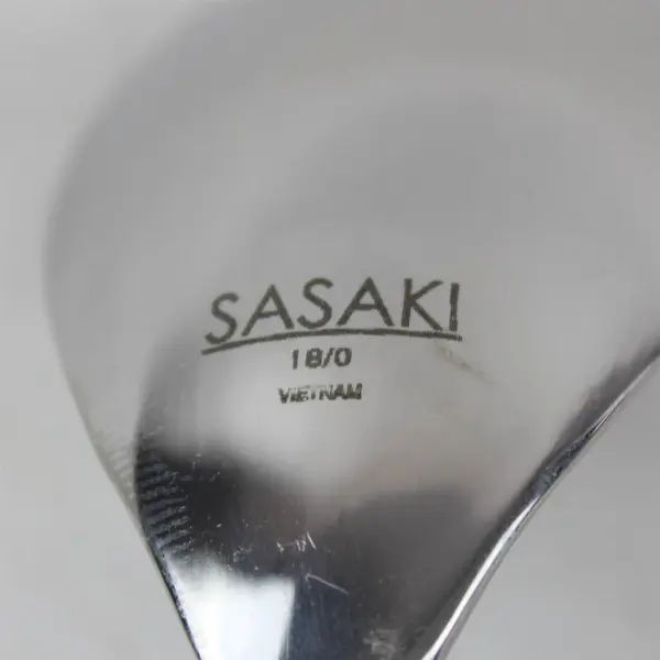 Lot of 9 Sasaki Flatware Axis Pattern 18/0 SS Oval Soup Spoons 7.75" Long Good