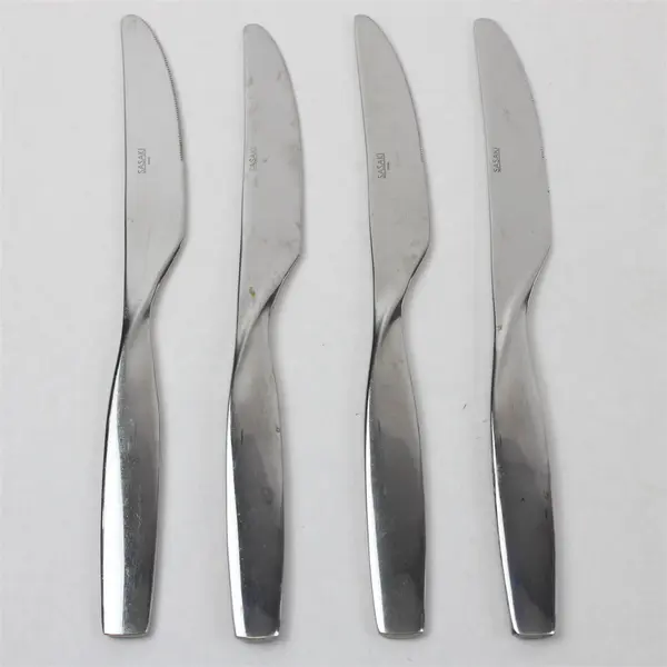 Lot of 4 Sasaki Flatware Axis Pattern 18/0 SS Dinner Knives 9.5" Long Good