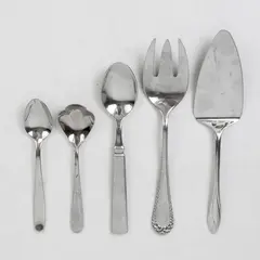 Lot of 5 Yamazaki Stainless Steel Silverware Spoons Serving Fork Pie Server