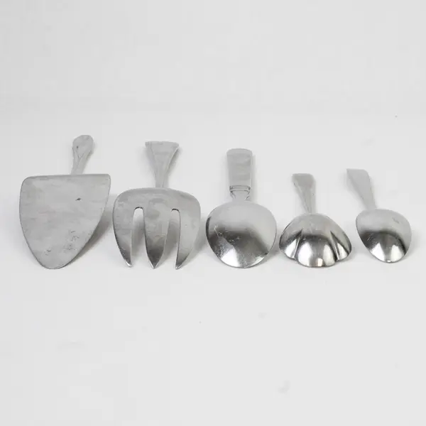 Lot of 5 Yamazaki Stainless Steel Silverware Spoons Serving Fork Pie Server