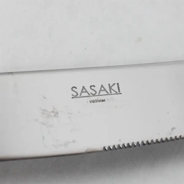 Lot of 7 Sasaki Flatware Axis Pattern 18/0 SS Dinner Knives 9.5" Long Good