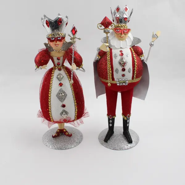 Pair of Rare King & Queen of Hearts Standing Figurines from Pier One, 11" Tall