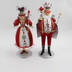 Pair of Rare King & Queen of Hearts Standing Figurines from Pier One, 11" Tall