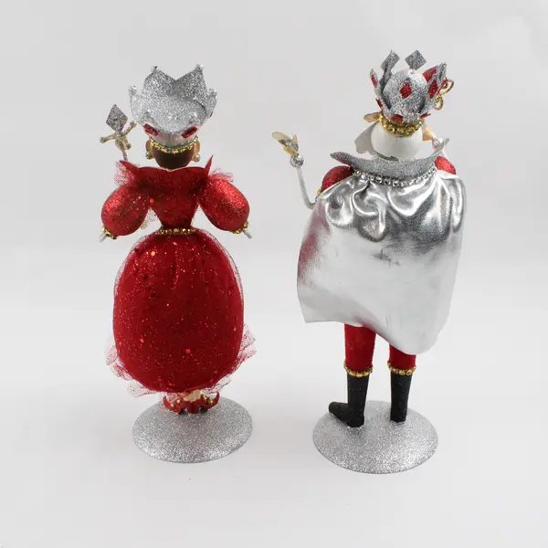 Pair of Rare King & Queen of Hearts Standing Figurines from Pier One, 11" Tall