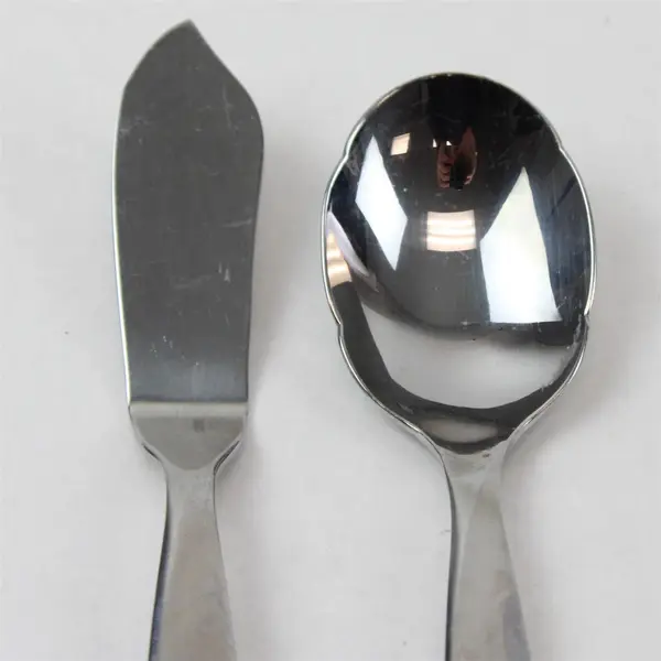 Lot of 2 Sasaki Flatware Axis Pattern 18/0 SS Butter Knife Sugar Spoon Good Rare