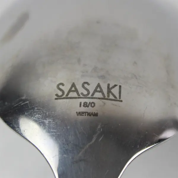 Lot of 2 Sasaki Flatware Axis Pattern 18/0 SS Butter Knife Sugar Spoon Good Rare