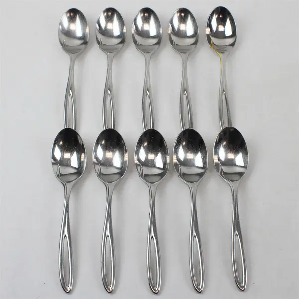 Lot of 10 Vintage Yamazaki L'Fleur Stainless Steel Silverware Soup Spoons