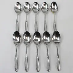 Lot of 10 Vintage Yamazaki L'Fleur Stainless Steel Silverware Soup Spoons