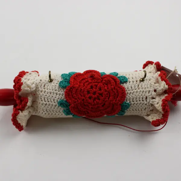 Mini Rolling Pin with Crocheted Cover with Hooks, from Sweden